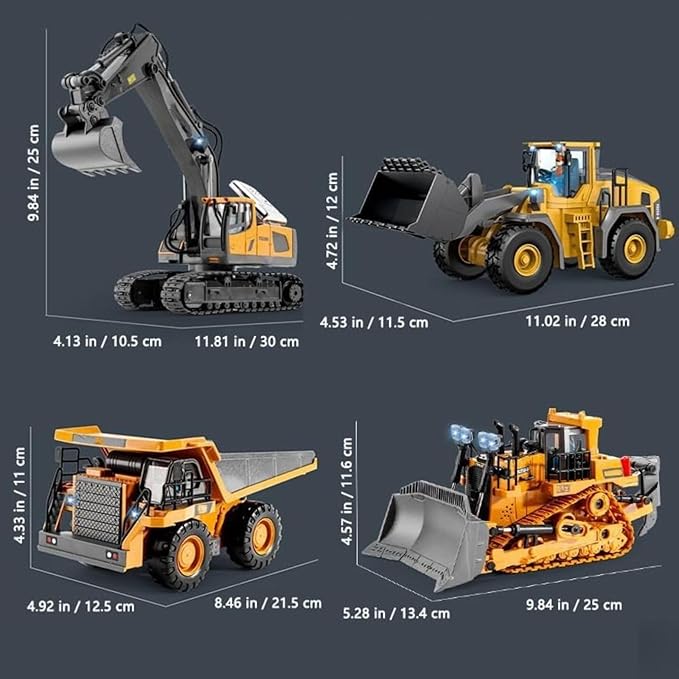 Mudsterz - Mudsterz Trucks Mudsterz Excavator 2.4GHz RC Construction Vehicle with Cool Lights and Real Sounds Realistic Engineering Design Metal Parts Little Builders Big Action (A2+B2)
