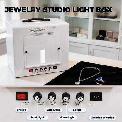 Jewelry Photography Light Box Kit with Adjustable Turntable, 22000Lux Professional Studio Setup for Stunning Gemstone Images, Customizable Speed, for Small Items with Full Accessories(Tb20)
