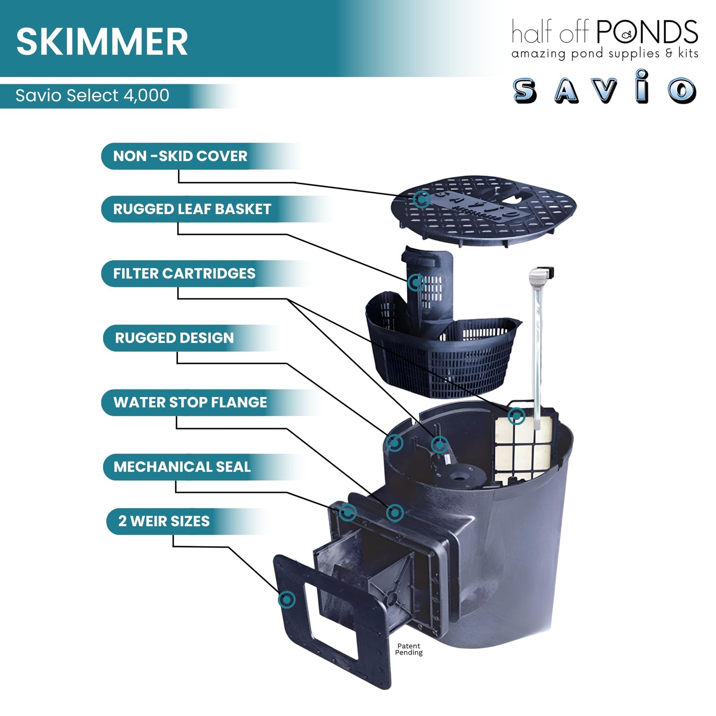 HALF OFF PONDS Savio Select 4,000 GPH Submersible Pump Pond Kit with 20' x 25' EPDM Rubber Pond Liner, UV Clarifier for Water Garden & Koi Pond
