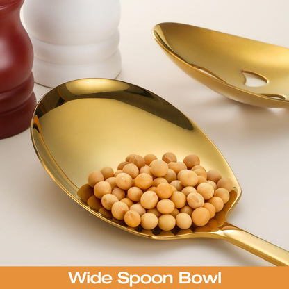 Extra Large Serving Spoons Set 11.7-Inch Gold Serving Slotted Spoon and Serving Spoon 18/8 Stainless Steel Big Serving Utensil for Buffet, Parties, Catering - Dishwasher Safe(2-Pack, Gold)