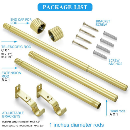 AMZSEVEN Curtain Rods for Windows, Drapery Rod 1 inch Diameter, Curtain Rod with Cylindrical Finials (White, 16" to 48" - 1'' rod)