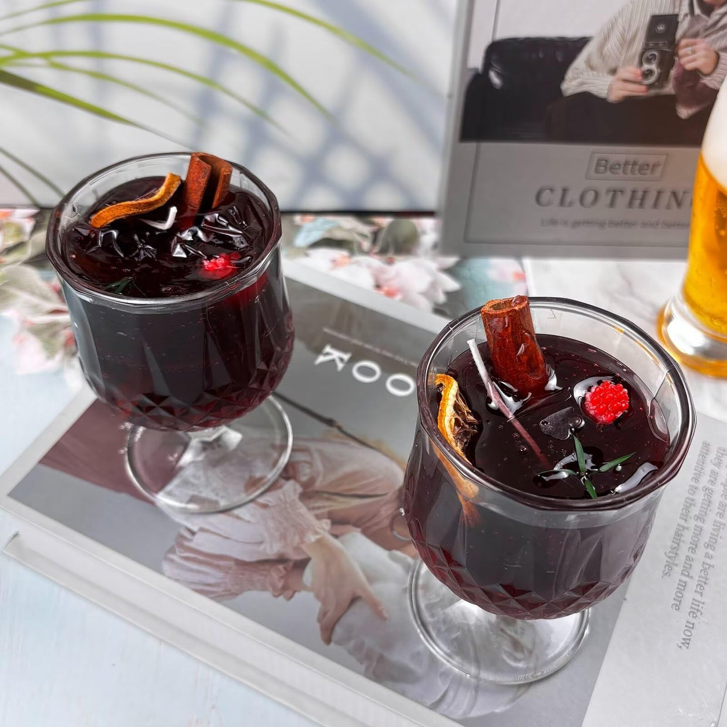 Decorative Jar Candles for Home Scented Aromatherapy Candle Long Lasting Cute Candles Gift for Women Mother's Thanksgiving Day Birthday Present Unique Jelly Wax Candle Wine Glasses