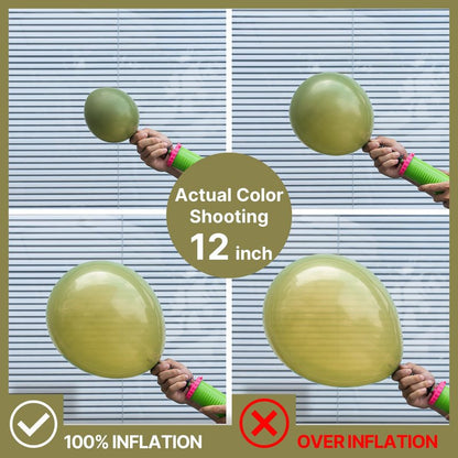 PartyWoo Sage Green Balloons 100pcs 12 Inch Olive Boho Green Latex Helium Balloons for Birthday Baby Shower Graduation Wedding Dinosaur Jungle Golf Football Baseball Theme Party Decorations Green-F11