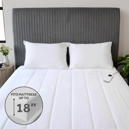 Sunbeam Premium Quilted Electric Heated Mattress Pad Twin 39" x 75" - 12 Heat Settings, 12-Hour Selectable Auto Shut-Off, Fast Heating, Warming Bed, Machine Washable, Extra-Soft Warm Cozy