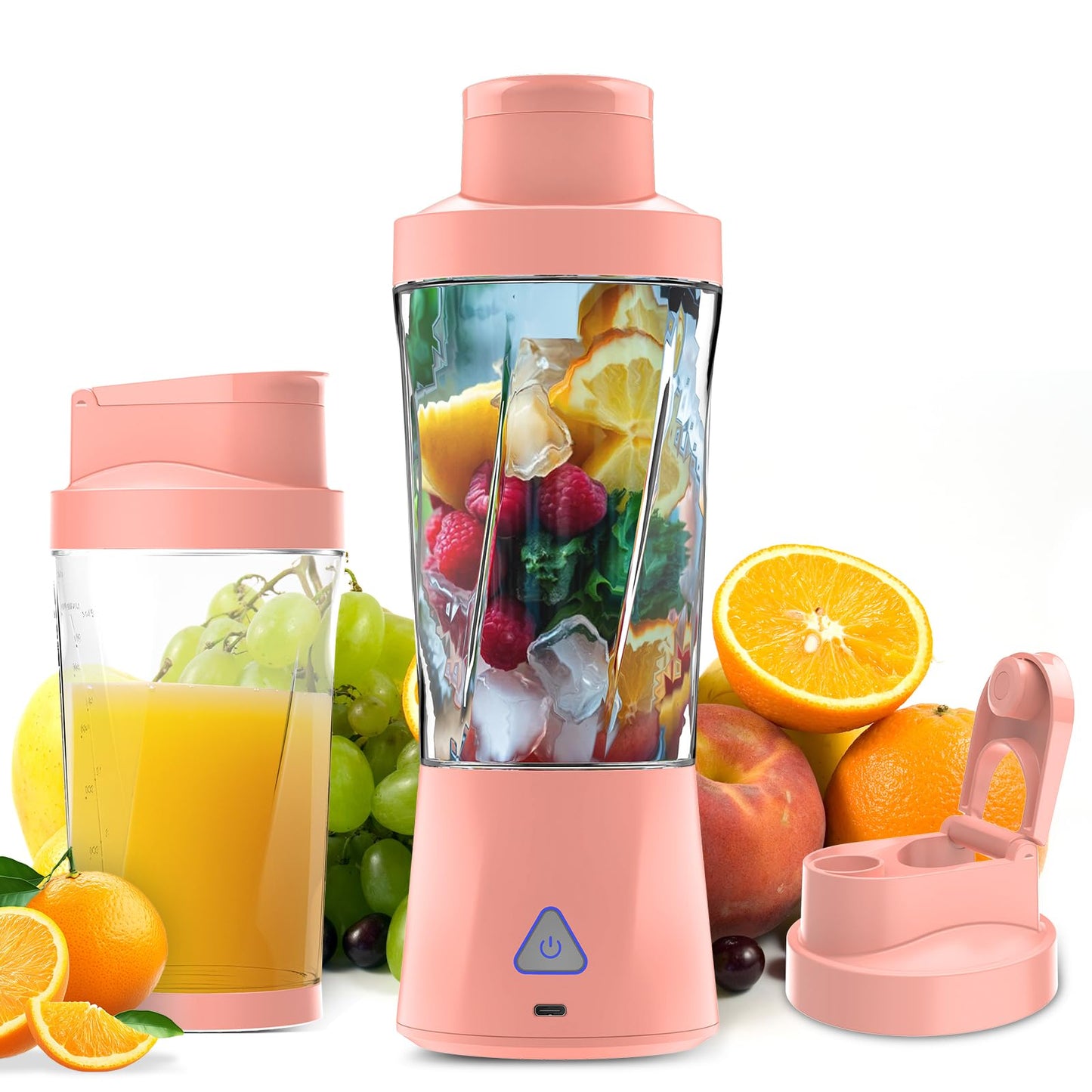 Portable Blender, 360W Personal Blender for Shakes and Smoothies for Kitchen, 24 Oz BPA Free Traveling Juicer Cup and Lid with 6 Blades, Self Cleaning Portable Juicer for Kitchen/Travel/Gym, Black