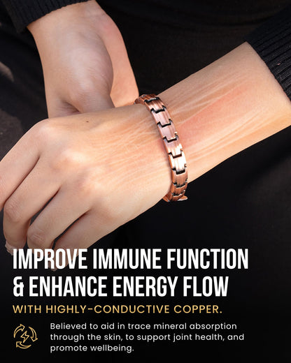 MagnetRX® Magnetic Copper Bracelets for Women - EllipseMAX 5X Strength 5,000 Gauss Magnets - Designed in USA & Patent Pending - Premium Womens Copper Bracelet with Adjustable Length