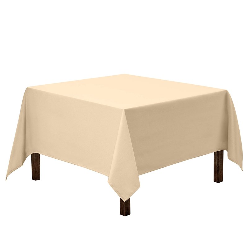 Gee Di Moda Square Tablecloth - 85 x 85 Inch Beige Table Cloth for Large Square or Round Tables - Heavy Duty Washable Fabric - for Buffet Table, Holiday Party, Dinner, Wedding & Baby Shower
