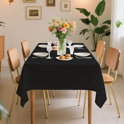JHDZDHY 54 Inch X 100 Feet Plastic Table Cover Roll Premium Disposable Plastic Tablecloth for All Type/Shape Tables | Picnic, Party, Banquet, Birthdays, Weddings (Black, 54 Inch X 100 Feet)