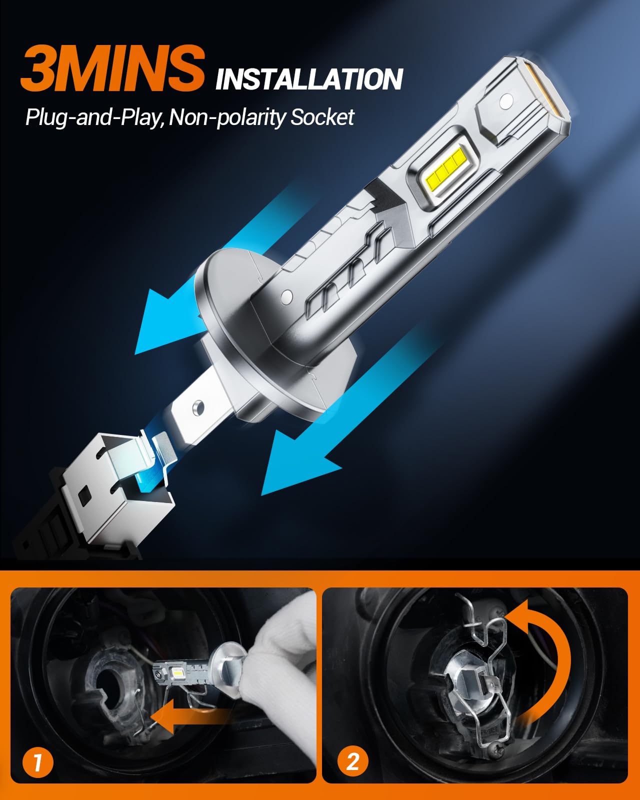 SEALIGHT H1 Fog Light Bulbs 36000LM 6500K Cool White 1:1 Design 50000+ Lifespan, 5 Mins Installation, Pack of 2
