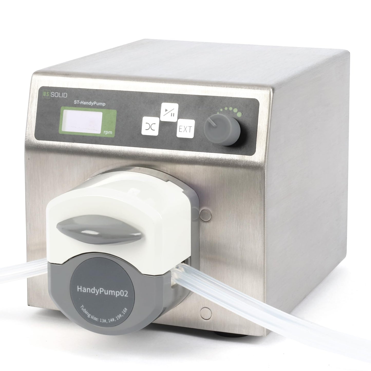 U.S. Solid Dual-Channel Variable-Speed Peristaltic Pump – 0.1-300 RPM (0.0033-190.76 mL/min) with 4 Tubing Sizes (13#,14#,19#,16#) Ideal for Lab, Industrial, and Medical Applications