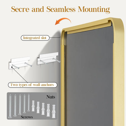 Fun Memories Gold Bathroom Mirror 16x20 Inch Bathroom Vanity, Metal Black Frame Large Mirror, Modern Wall Mirror for Bathroom, Tempered Glass, Farmhouse, Horizontally or Vertically