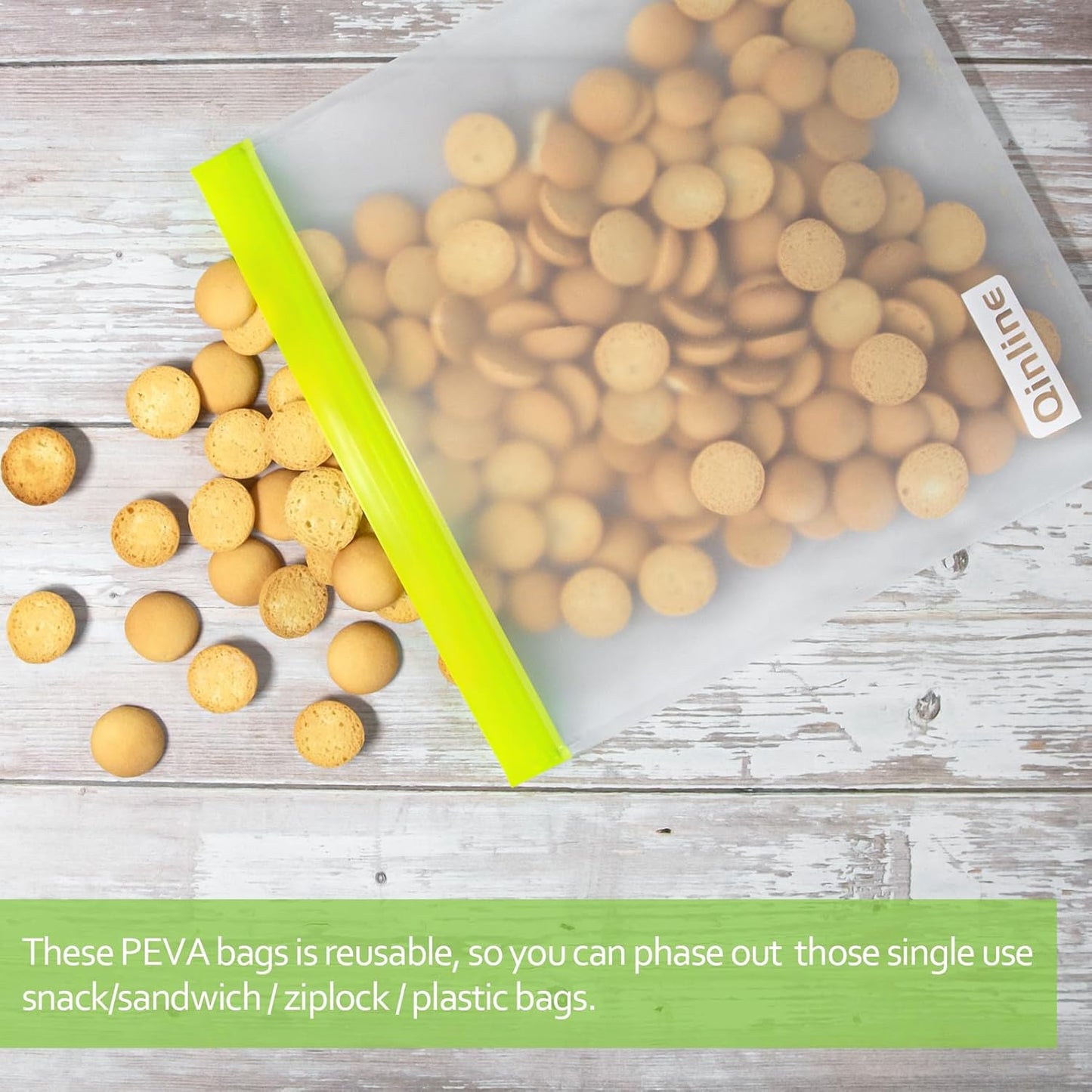 Reusable Food Storage Bags - 24 Pack Freezer Bag, Reusable Bags Silicone, Extra Thick Leakproof Lunch Bag