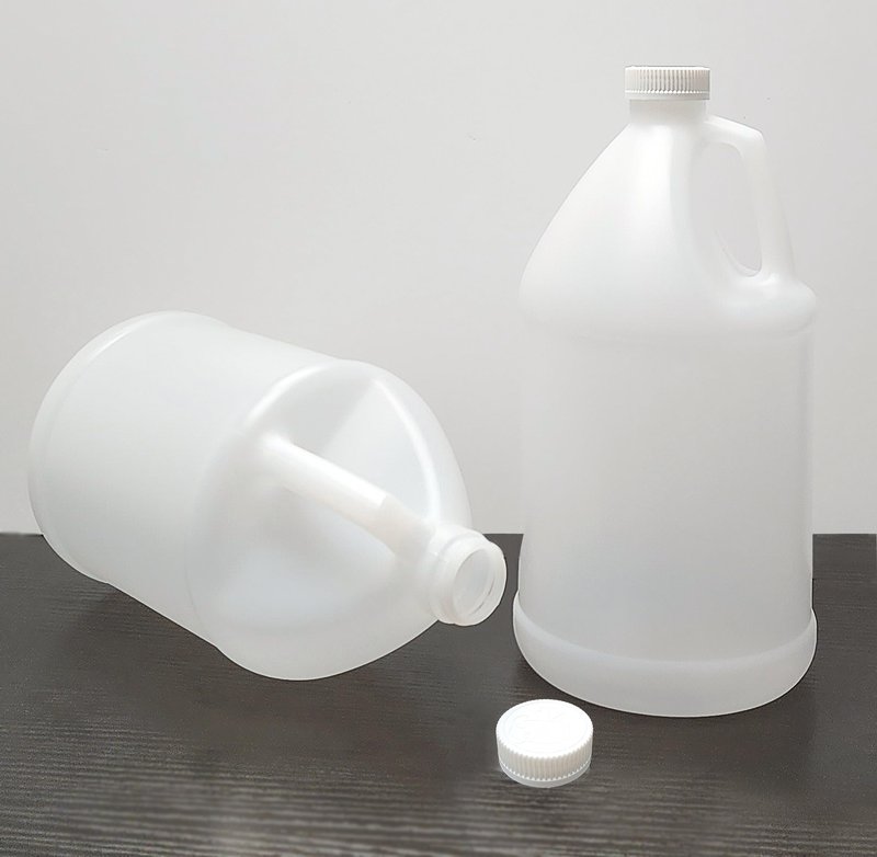 ljdeals 2 Pack 1 Gallon Reusable Plastic Jugs, Ergonomic Handle with Child Resistant Lids, Food Safe, BPA Free, Leak-Resistant, HDPE Plastic Container for Water, Liquids and more, Made in USA