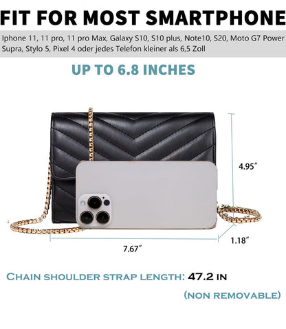 YAZEKOUS Crossbody Bags for Women, Small Purses Crossbody Purses for Women, Cell Phone Purse with Card Slots for Travel Daypack Black