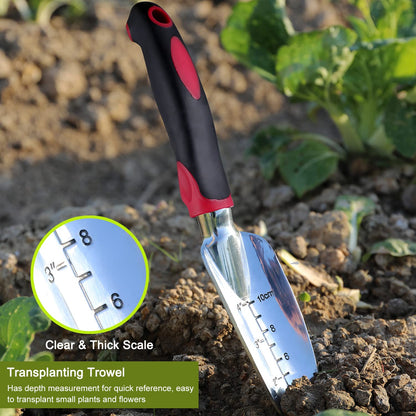 FANHAO Garden Tool Set, 3 Piece Heavy Duty Garden Trowels Cast-Aluminum Garden Hand Shovels with Non-Slip Rubber Grip, Idea for Transplanting, Weeding, Digging and Planting