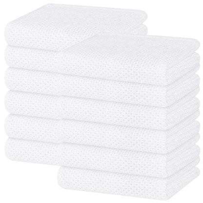 Homaxy 100% Cotton Waffle Weave Kitchen Dish Towels, Ultra Soft Absorbent Quick Drying Cleaning Towel, 13 x 28 Inches, 12-Pack, White