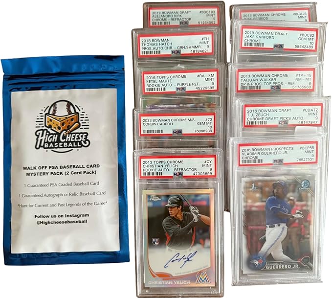 High Cheese Baseball Walk Off Mystery Pack - 2 Cards 1 PSA Graded &amp 1 Autograph/Relic Ungraded