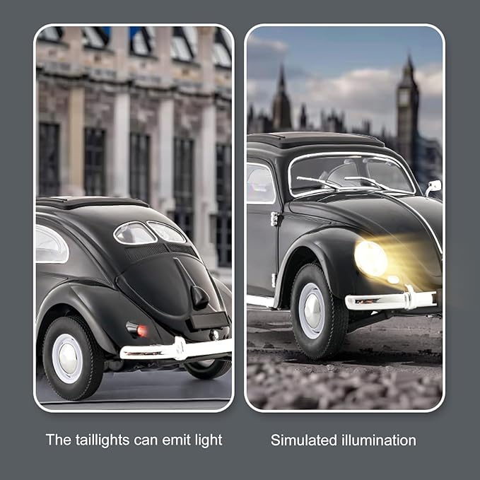 Remote Control Car 1:16 Scale Classic Beetle Model Toys Car for Adults 2.4GHz 4CH RC Car Rear Wheel Drive with LED Ligjhts and 2 Rechargeable Batteries