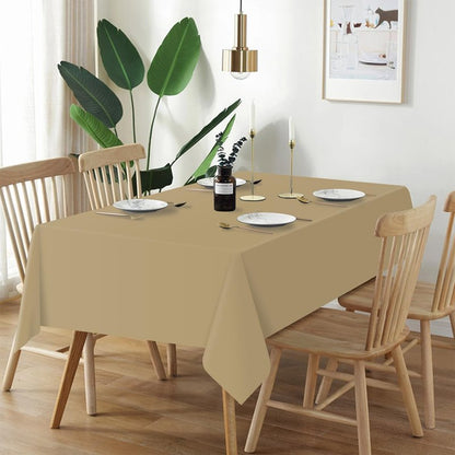 QIKSION Gold Plastic Table Cloth Disposable 6 Pack, 54 x 108 Inch Tablecloths for Graduation, Thanksgiving, Christmas Decorations, Rectangle Table Cover