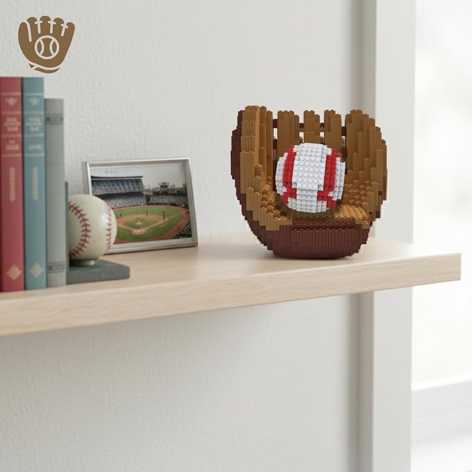 Baseball 3D Building Block Set - Ball and Gloves - Educational Toy - Perfect for Ages 14 15 16 Years and Above - Challenging Creative Fun and Skill-Building - 3D Instruction (1485 PCS)
