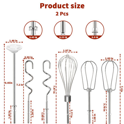 Hand Mixer Beaters Attachments for KitchenAid KHM512 KHM6118 KHM7210 KHM926, Including Turbo Beater, Pro Whisk, Dough Hooks, Blending Rod, Set of 6