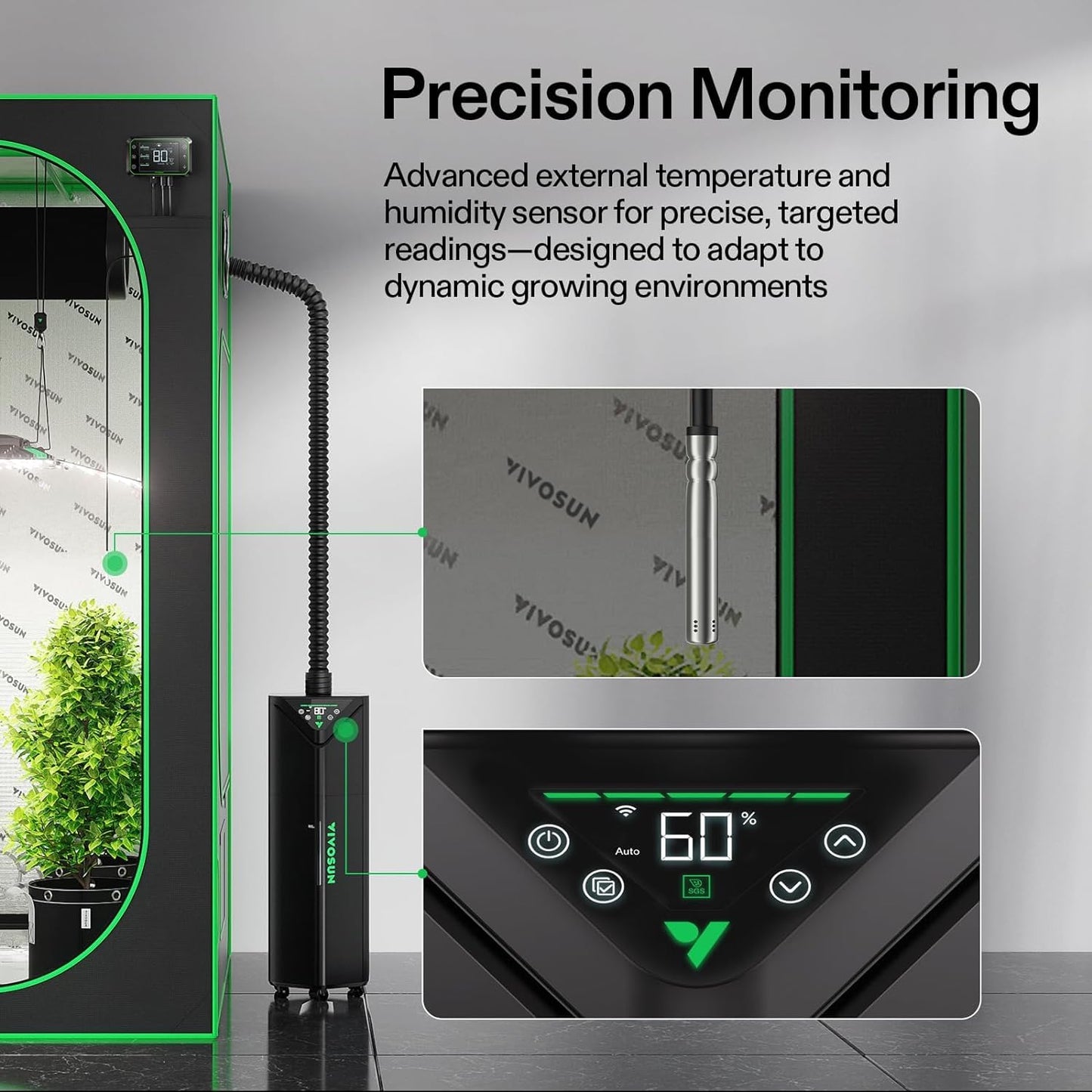 VIVOSUN AeroStream H05 Intelligent Wi-Fi Humidifier, 1.32 Gal / 5 L Humidifier with Temp & Humidity Probe, Smart Remote Control, Designed for Growers