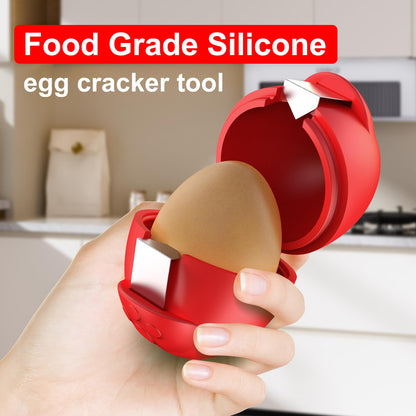 PowCube Egg Cracker, Silicone Egg Shell Opener, Cute Egg Shaped Design, Opens Eggs with Ease, A Little Happiness Boost for Your Kitchen. (Color: Deep Red, 1-Pack)
