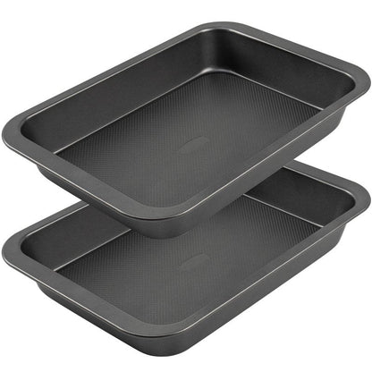 Tiawudi Cake Pan, Nonstick Baking Pan for Cake, Bread, Brownie or Lasagna, Heavy Duty Baking Dish with Diamond Texture Pattern and Wide Grips, Set of 2