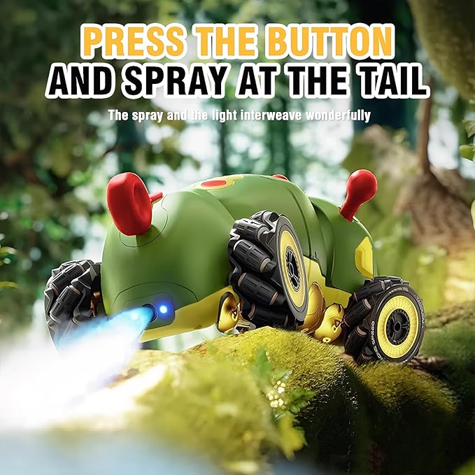 Rc Stunt Remote Control Car Toys 4WD Hand Remote-Controlled Bionic Caterpillar Car and Lights &amp Insect Chirping Effects360° Stunt Drift &amp Most Terrains 3-12 Year Old Boys Girls Gift (Green