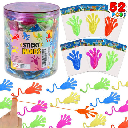 Siwarm Easter Egg Fillers- 52 pcs Sticky Hands, Party Favors for Kids 4-8 8-12 Goodie Bag Stuffers Treasure Box Prizes Mini Stretchy Hands Fidget Toys Birthday Gifts for Boys Girls Teens
