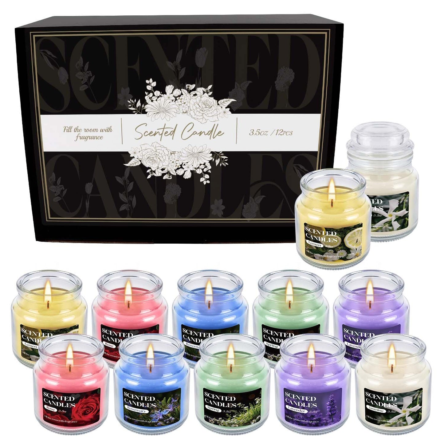 CLTNIKET 12-Pack 3.5oz Scented Candles Gift Set - Natural Soy Wax, Cotton Wick Aromatherapy Candles, Six Different Fragrances for Home Decor & Perfect Summer Gifts.