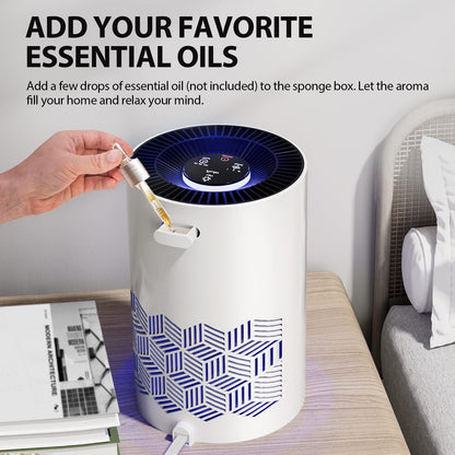 FreAire Air Purifiers for Bedroom Covers Up to 1086 Ft², Air Purifiers for Home, HEPA Air Purifier with RGB Lights, Air Purifier Removes Dust Smoke Pollen Dander Smell, for Home/Pets/Bedroom (White)