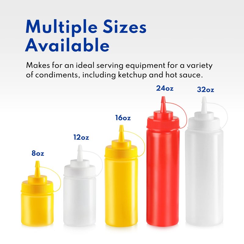 New Star Foodservice 16 oz Clear Squeeze Bottle, Wide Mouth, Pack of 6