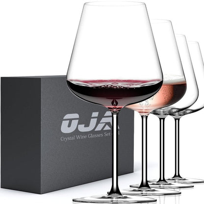 Red Wine Glasses Set of 4, 28 oz Large Wine Glasses, Hand Blown Crystal Clearer, Lighter for Tasting, Unique Gifts for Anniversary, Birthday, Wedding, Father's Day