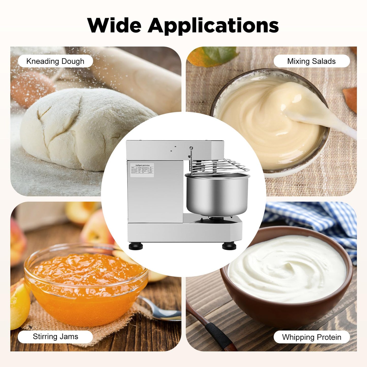 Dough Kneading Machine, 750w 110v Commercial Food Mixer Stirring Jams Dough Blender Dual Rotating Dough Kneading Machine with Large Bucke for Kneading Dough Mixing Salads Stirring Jams