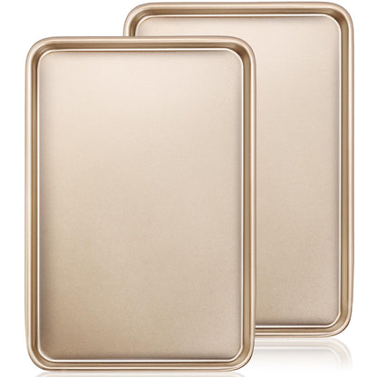 Baking Sheet Pan Set of 2, Wildone Commercial Cookie Sheets for Baking, Nonstick Carbon Steel Jelly Roll Pan Oven Tray 15x10 Inch, Heavy Duty & Easy Clean