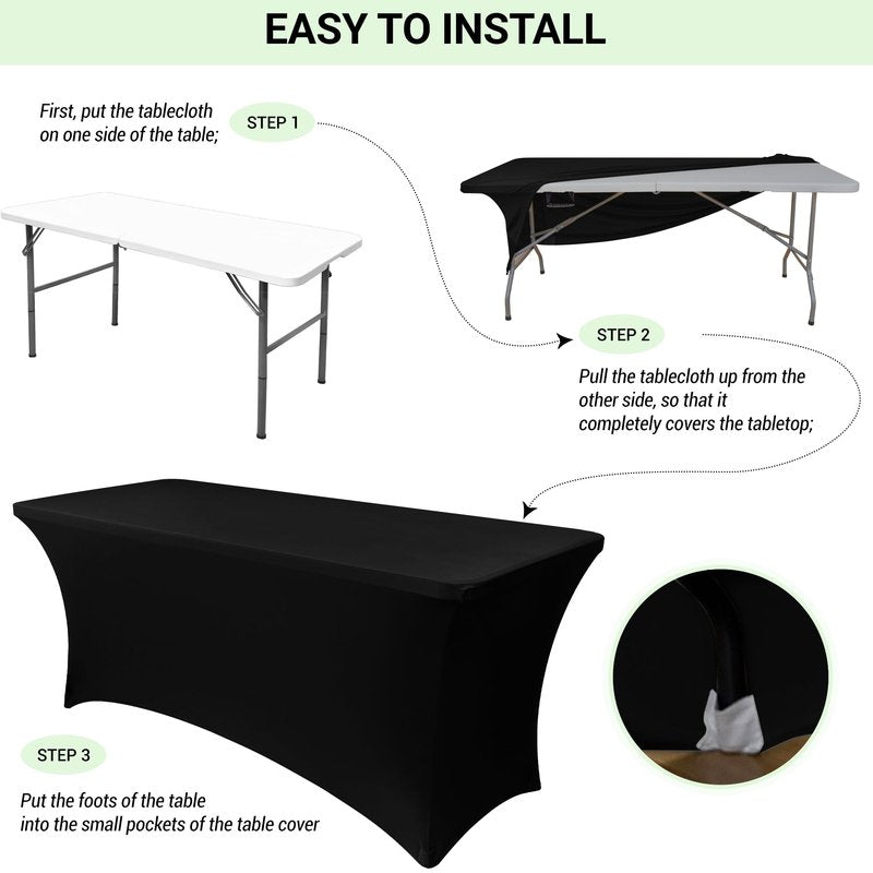 Obstal 6ft Stretch Spandex Table Cover - 4 Pack Universal Rectangular Fitted Tablecloth Protector for Wedding, Banquet and Party (Dark Purple, 72L x 30W x 30H Inches)