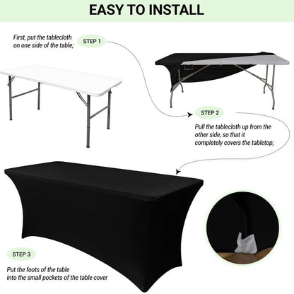 Obstal 4Ft Stretch Spandex Table Cover for Standard Folding Tables - 2 Pack Universal Rectangular Fitted Tablecloth for Party, Banquet, Events, Trade Show (Orange, 48L x 24W x 30H Inches)