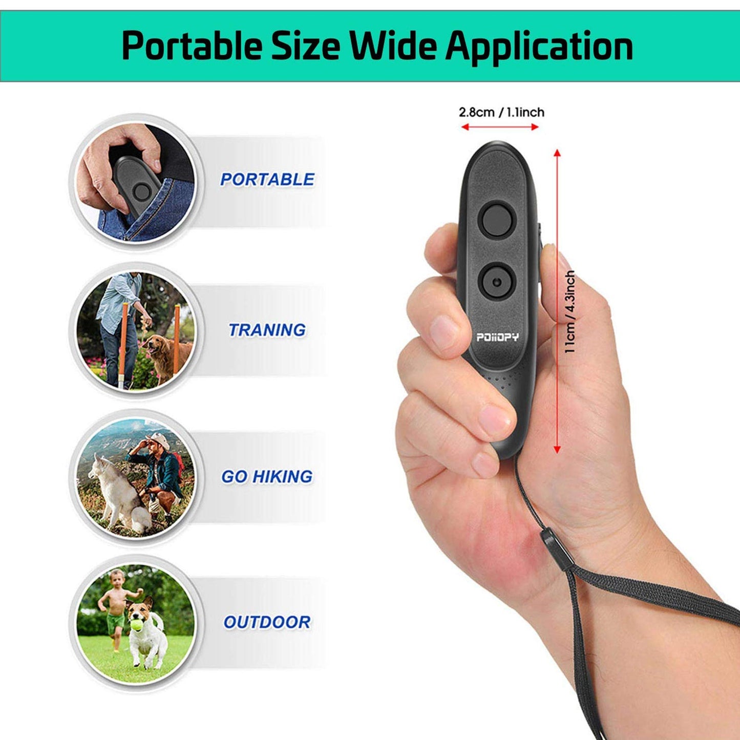 Anti Bark Device for Dog-Variable Frequency Ultrasonic Dog Bark Deterrent Rechargeable 2 in 1 Dog Barking Control Device Handheld Dog Training Tool Barking Behavior Trainer 16.4 Ft Range 100% Safe