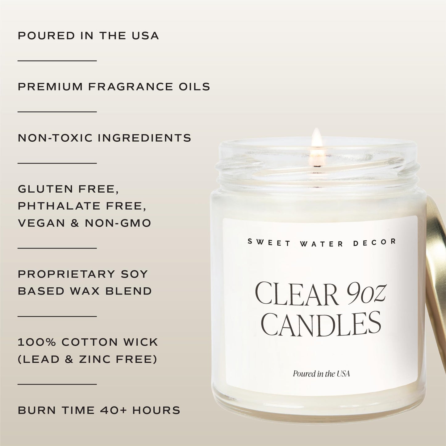 Sweet Water Decor Island Air Soy Candle - Tropical Fruit, Mountain Air, and Orange Scented Summer Candles for Home - 9oz Clear Jar and Gold Lid, 40+ Hour Burn Time, Made in The USA