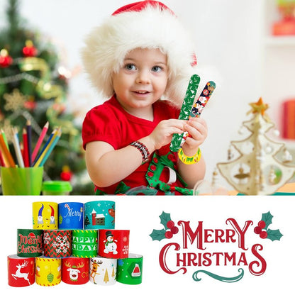 100Pcs Christmas Slap Bracelets, Christmas Party Favors for Kids, Christmas Stocking Stuffers, Christmas Toys for Kid and Children, Party Gift Bag Filler Supply