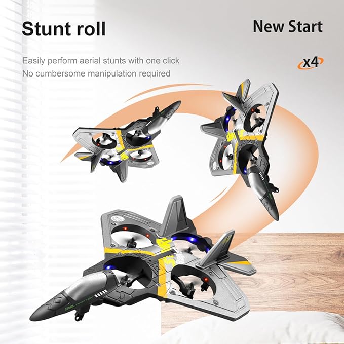 Remote Control Airplane RC Planes RC Fighter Jet Toy for Kids Adults 8-16 Remote Control Planes with LED Light 2 Batteries 360° Stunt Spin Durable Foam Gifts for Boys (Blue + 2 Batteries)