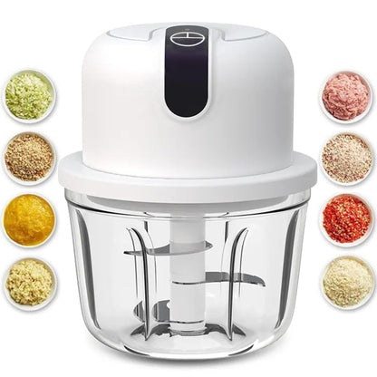 250ML Electric Garlic Chopper, Mini Portable Veggie Choppers, Garlic Grinder Masher Onion Chopper, Blender to Vegetable, Wireless Food Processor for Ginger, Chili, Fruit, Meat, etc