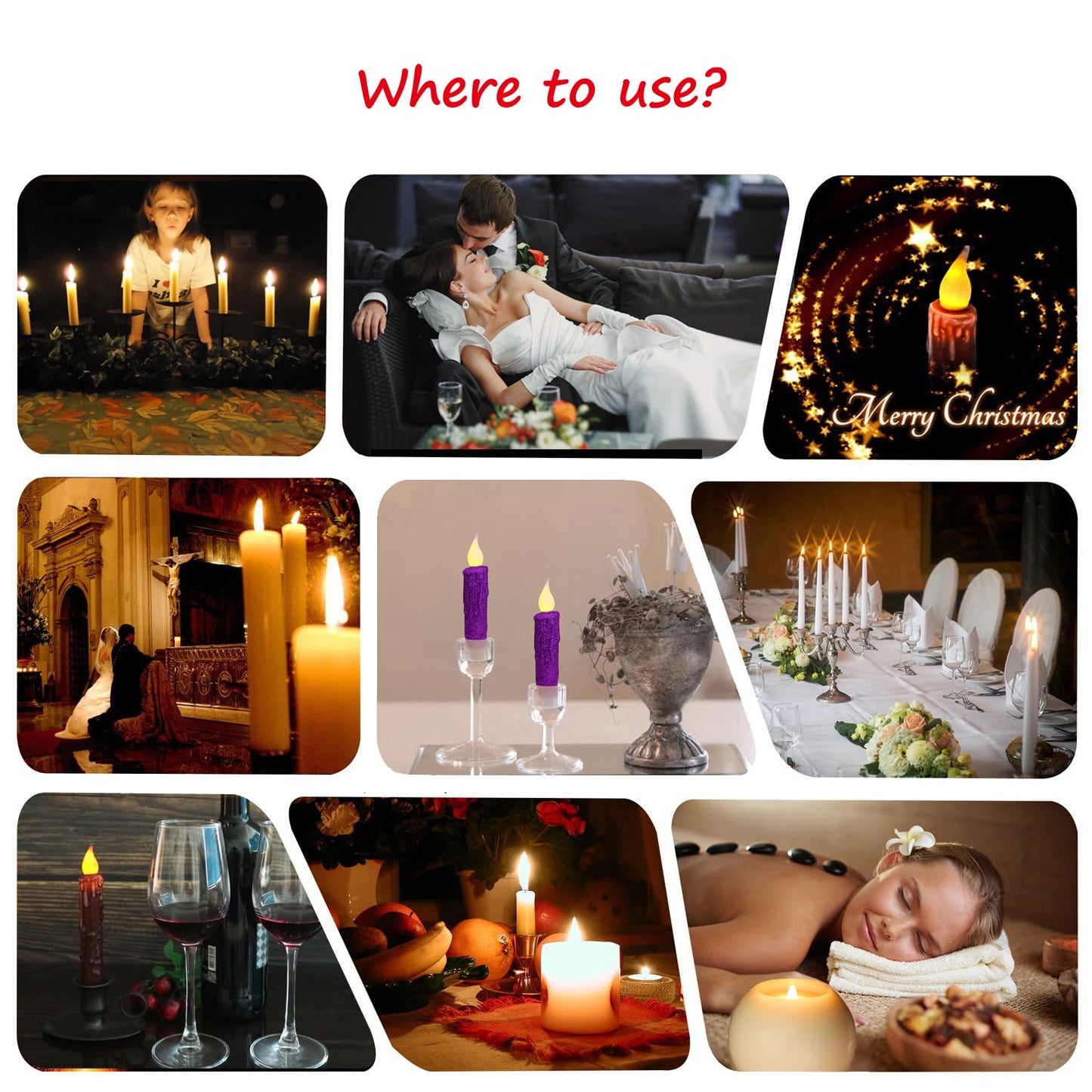 CVHOMEDECO. Glitter Flameless Candles Flickering Battery Operated LED Taper Candles with Timer for Home, Wedding, Halloween, Christmas Decor. Purple, 4-3/4 Inch, Set of 2