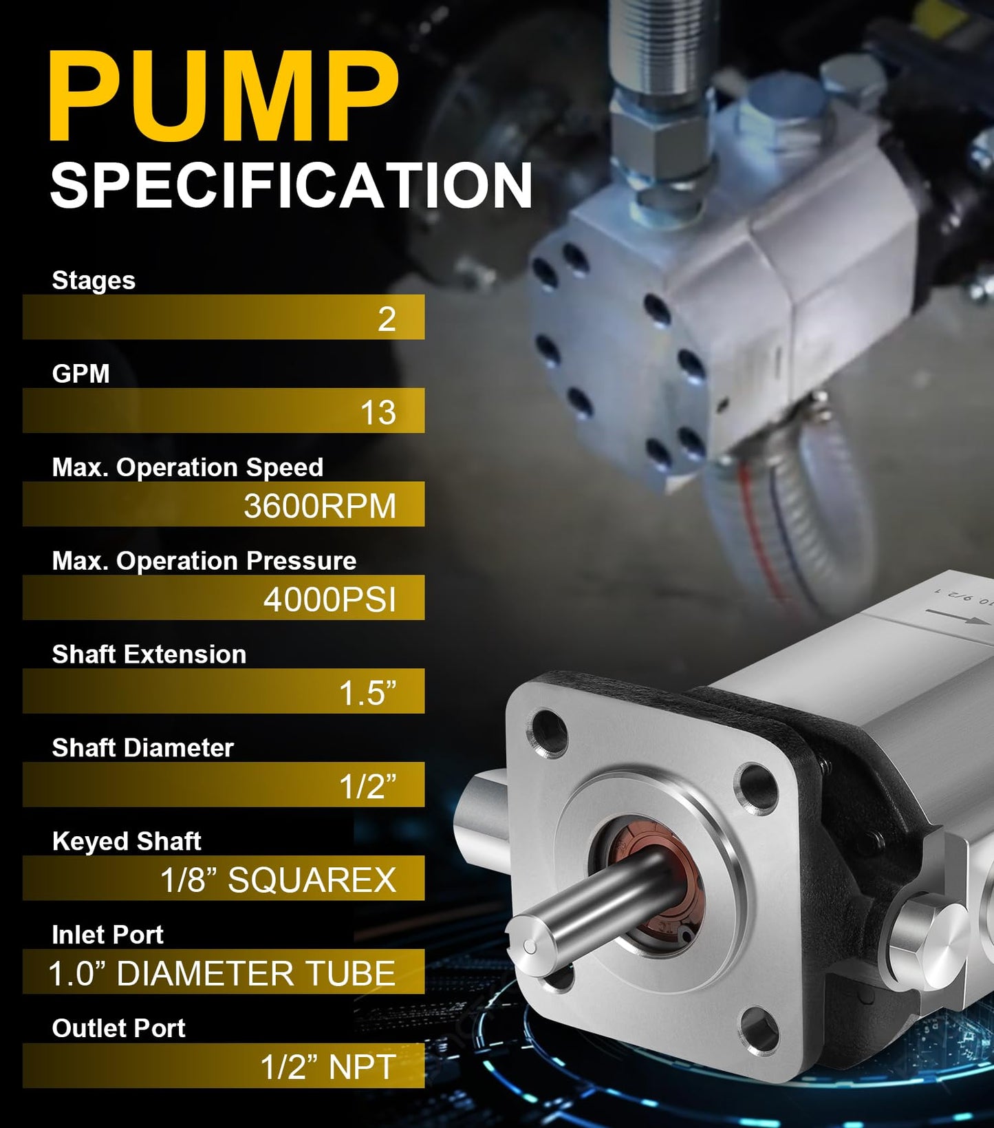 Deargooday Log Splitter Build Kit: 13 GPM Pump, Coupler, Pump Mount, Bolts, for Huskee, Speeco, etc. for DIY Splitter Project or Repair, for 3/4" Engine Crankshaft