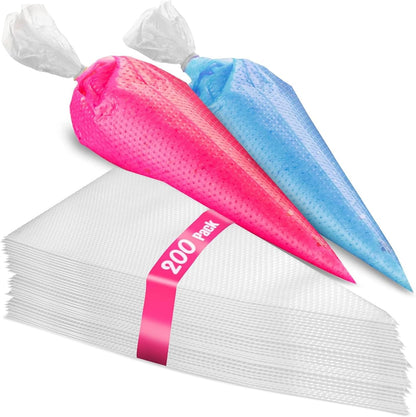 Prestee Anti-Burst Piping Bags - Durable 12 Inch Tipless Icing Bags for Pastry & Cookie Decorating - Set of 200