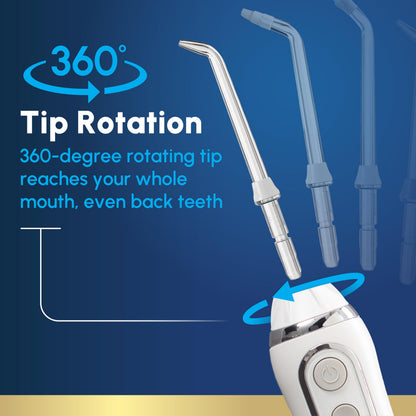 Waterpik Cordless Advanced 2.0 Water Flosser For Teeth, Gums, Braces, Dental Care With Travel Bag and 4 Tips, ADA Accepted, Rechargeable, Portable, and Waterproof, White WP-580, Packaging May Vary