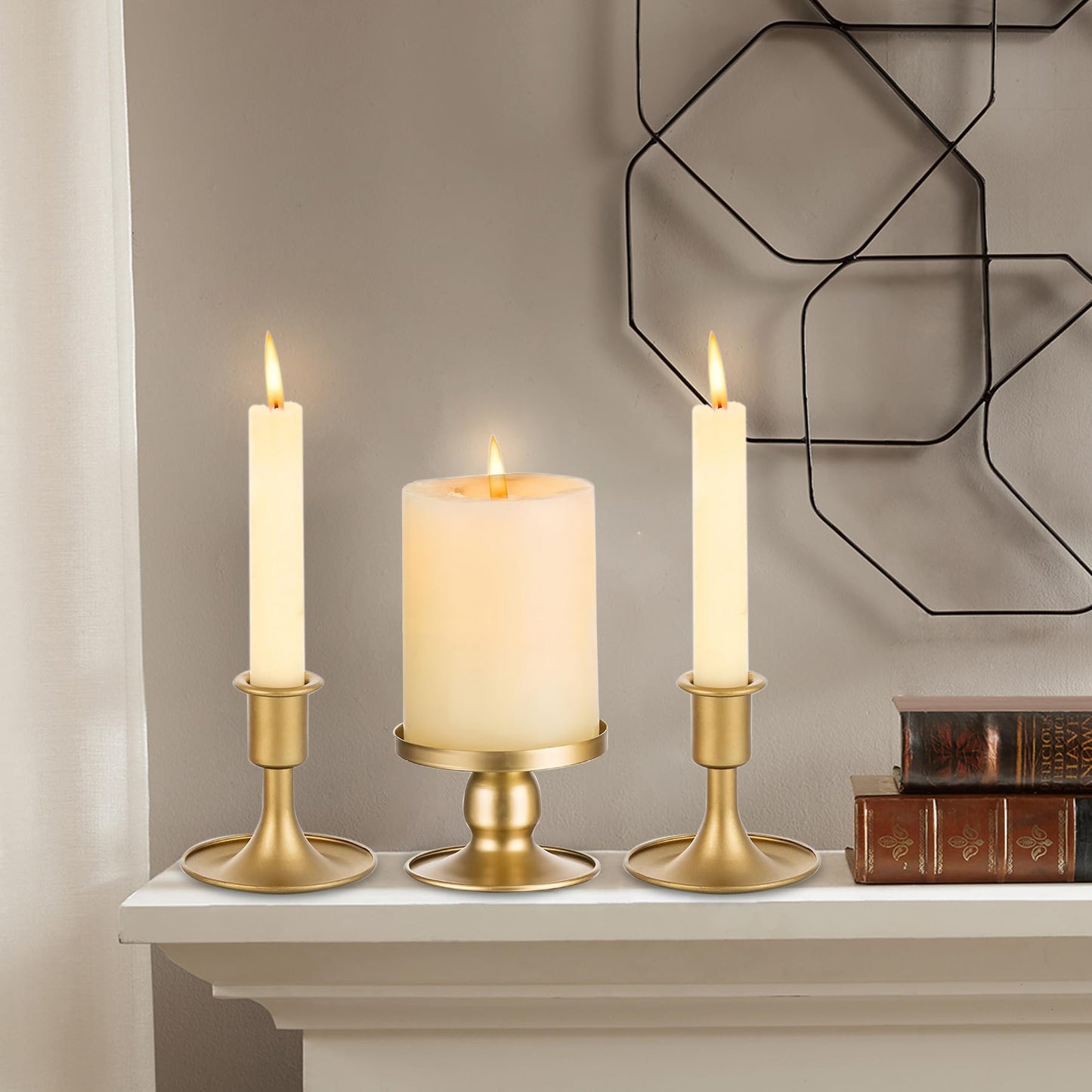 Unity Candle Holder - Gold Unity Candle Holders for Weddings, Metal Gold Unity Candlestick Holder Set of 3, Decorative Unity Candle Stand for Wedding Ceremony Table Centerpiece Decoration Gift