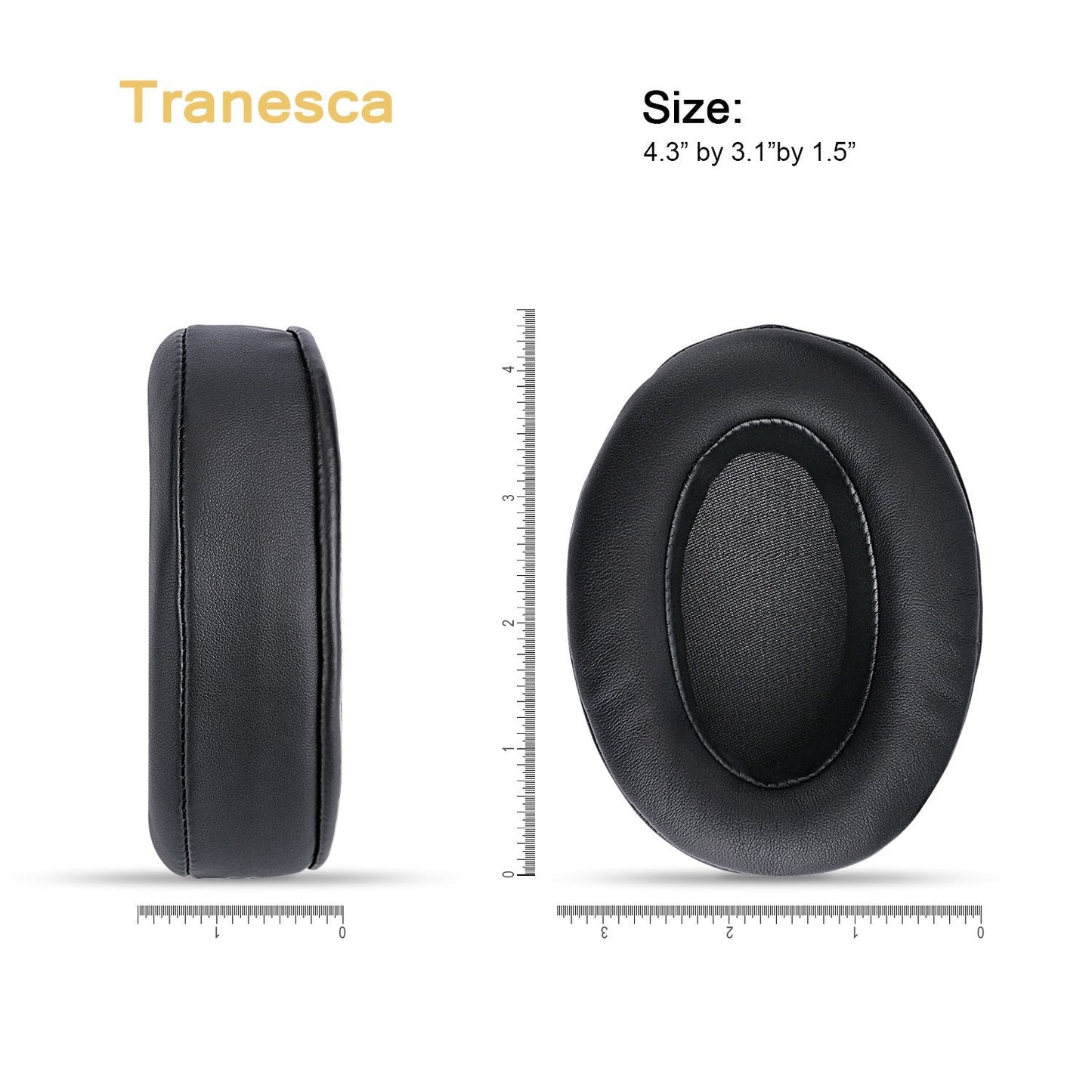 Tranesca Leather Replacement earpad/Ear Cushion/Ear Cover for ATH M50X, SteelSeries Arctis, HyperX Cloud & Alpha Big OVEREAR Headphones (Fits a Great Variety of Headphones) - Black