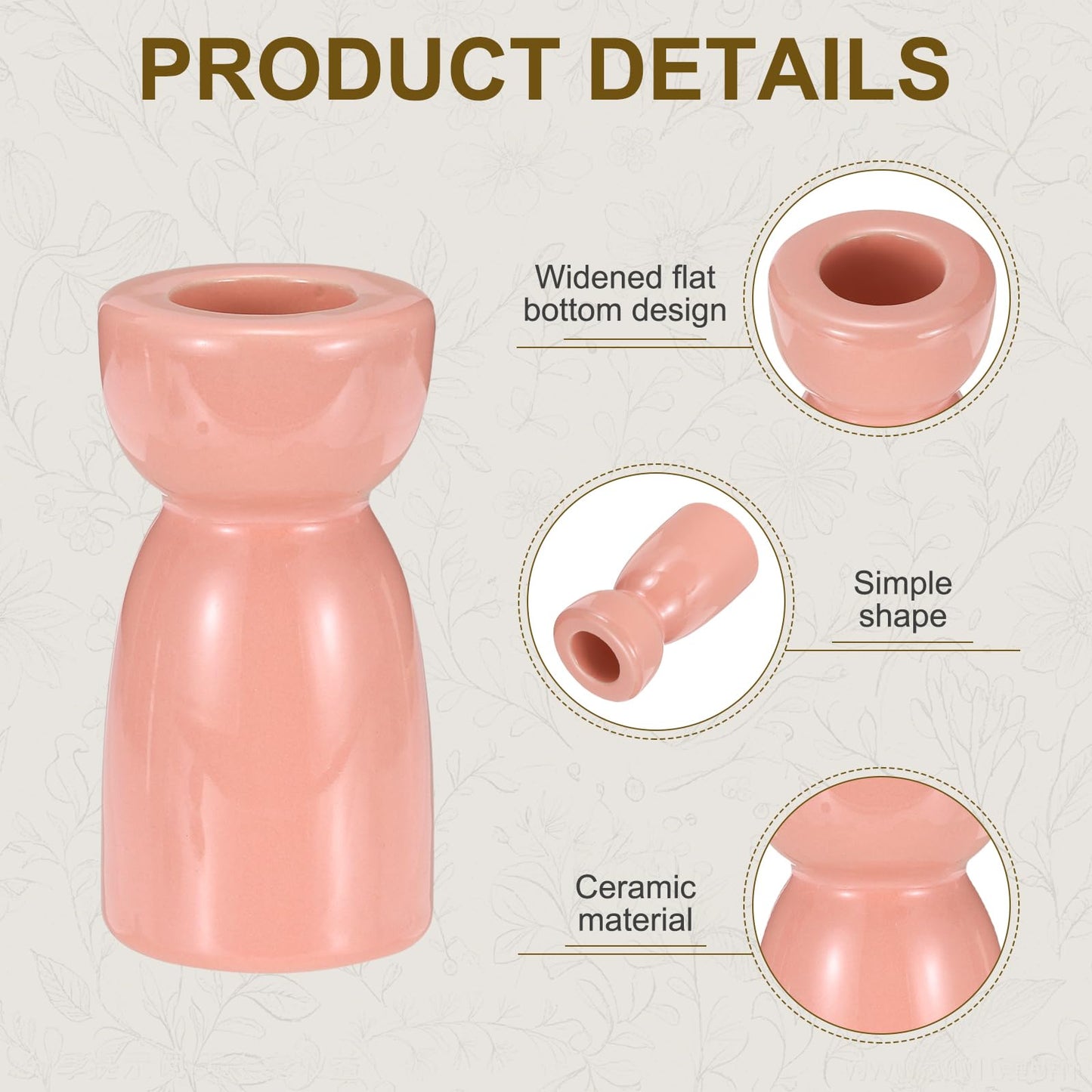 uxcell 2 Pack Candlestick Holder Bright Pink Ceramic Taper Candle Holder Candle Stand Holders Modern Style Decoration for Centerpiece Tabletops Anniversary
